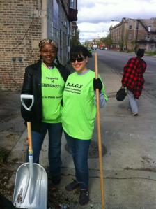 RAGE Members Sonya Harper and Teresa Gonzalez at Greater Englewood Clean Up Day