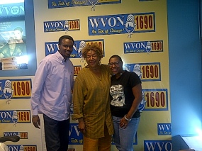 RAGE President, Aysha Butler and Greater Englewood CDC President, Eric McLoyd at WVON